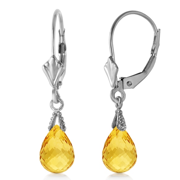 Galaxy Gold Products Jewelry - 14K. GOLD LEVERBACK EARRING WITH BRIOLETTE CITRINE